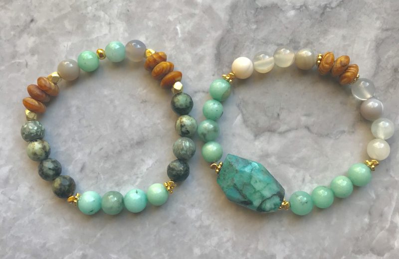 Chrysocolla, Amazonite & Turquoise Bracelet Set